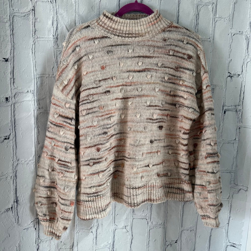 LOFT wool-blend Mock Neck Popcorn Stripe Sweater - Picture 3 of 8